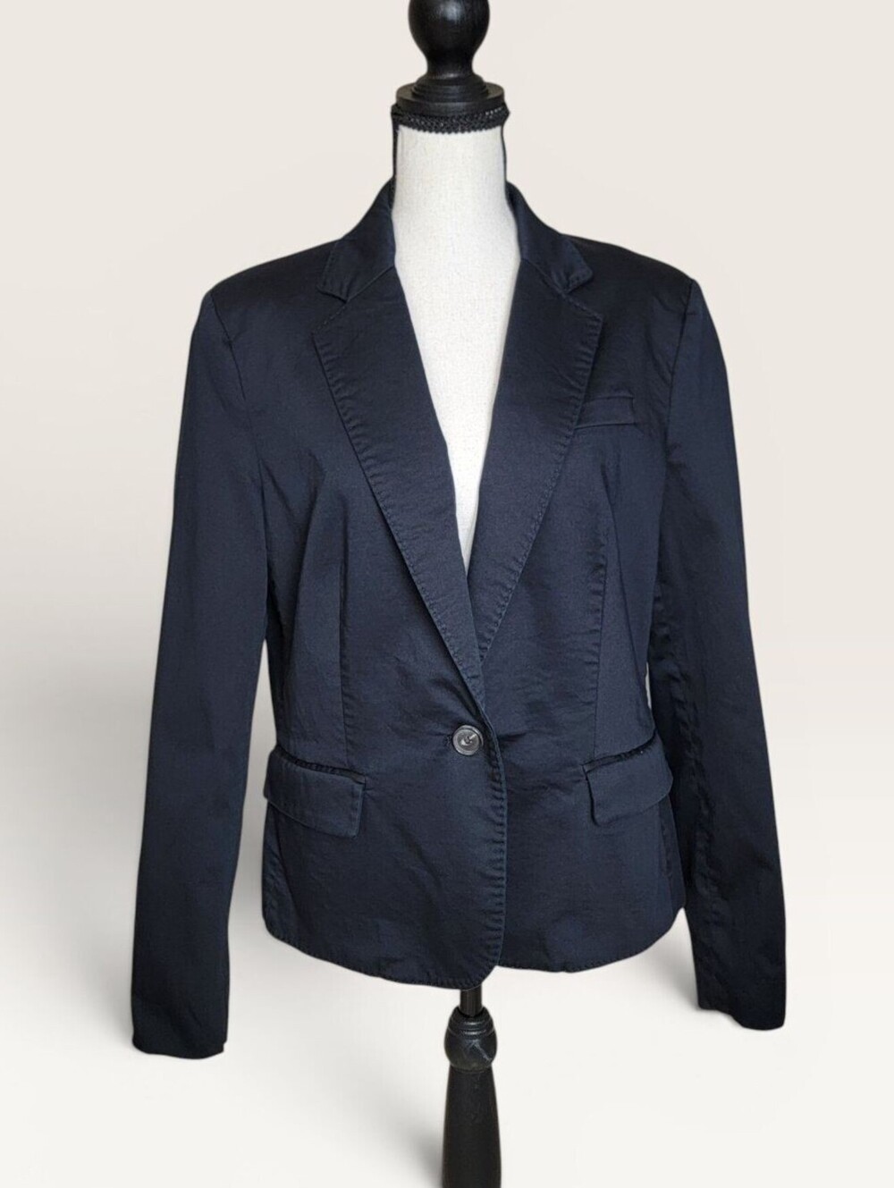 MNG Basics Womens Blazer Size 10 Black Tailored Lined One Button Office Jacket